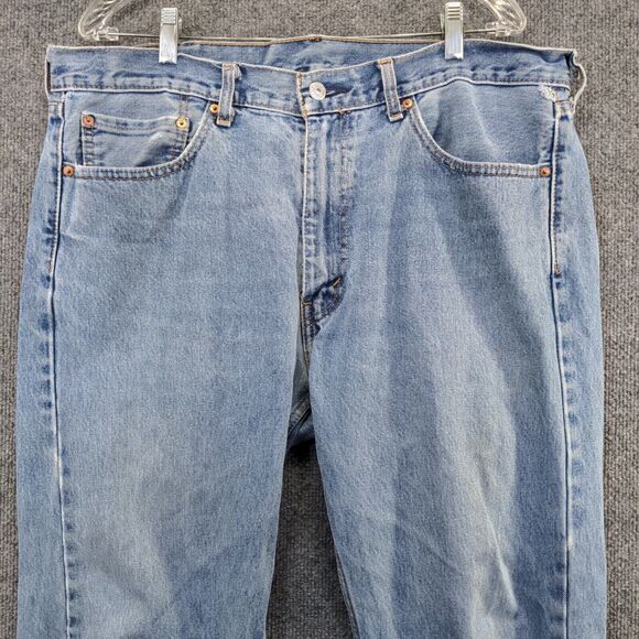Levi's 505 Men's Regular Straight Fit Jeans Blue 38x30 Stone Wash Denim - Picture 3 of 14